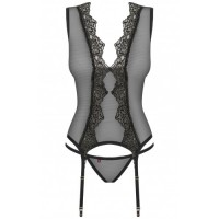 Прозрачный корсет с ажурным кружевом и трусиками Meshlove L/XL