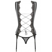Прозрачный корсет с ажурным кружевом и трусиками Meshlove L/XL