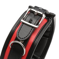 Мягкий ошейник с поводком красно-черный Мягкий ошейник с поводком красно-черный