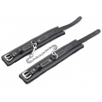 Мягкие черные наручники из натуральной кожи