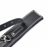 Мягкие черные наручники из натуральной кожи