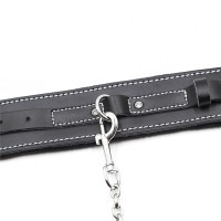 Мягкие черные наручники из натуральной кожи