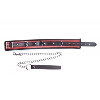 Мягкий ошейник с поводком красно-черный Мягкий ошейник с поводком красно-черный