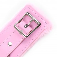 Розовый БДСМ ошейник с меховой подкладкой Розовый БДСМ ошейник с меховой подкладкой