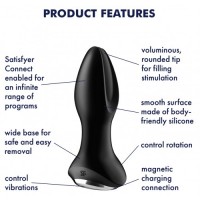 Анальный смарт-стимулятор с вибрацией и ротацией Satisfyer Rotator Plug 2+ черный