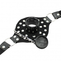 Черный кляп-затычка декорированный заклепками Черный кляп-затычка декорированный заклепками