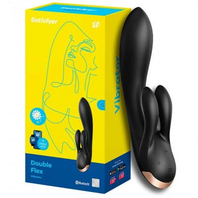 Смарт-вибратор с клиторальным стимулятором Satisfyer Double Flex черный Смарт-вибратор с клиторальным стимулятором Satisfyer Double Flex черный