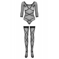 Эротичный комплект из боди в сетку и чулок S/L