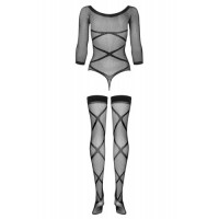 Эротичный комплект из боди в сетку и чулок S/L