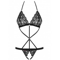 Дерзкое черное боди с доступом и декоративными лентами S/M Дерзкое черное боди с доступом и декоративными лентами S/M