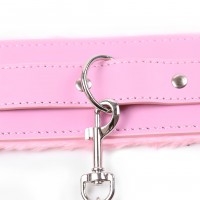 Розовый БДСМ ошейник с меховой подкладкой Розовый БДСМ ошейник с меховой подкладкой