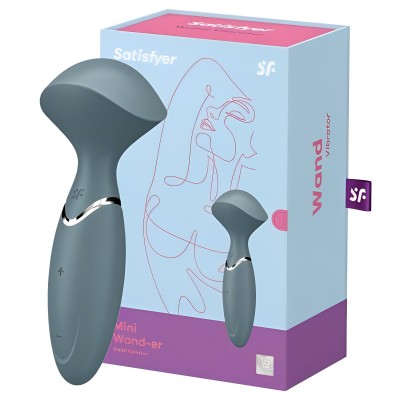 Перезаряжаемый мини-массажер с вибрацией Satisfyer Mini Wand-er серый