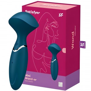Перезаряжаемый мини-массажер с вибрацией Satisfyer Mini Wand-er синий