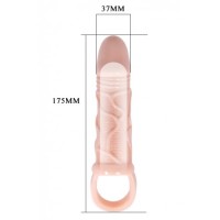 Увеличивающая насадка на пенис с петлей под мошонку телесного цвета Penis Sleeve Brayden + 3 см