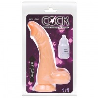 Реалистичный загнутый вибратор с мошонкой на мощной присоске 24 см Реалистичный загнутый вибратор с мошонкой на мощной присоске 24 см