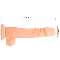 Реалистичный загнутый вибратор с мошонкой на мощной присоске 24 см Реалистичный загнутый вибратор с мошонкой на мощной присоске 24 см