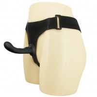 Изогнутый страпон черного цвета на трусиках Passionate Harness 16 см