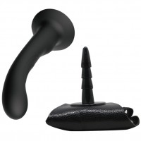 Изогнутый страпон черного цвета на трусиках Passionate Harness 16 см