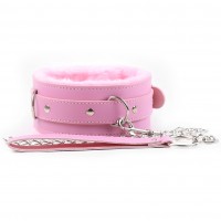 Розовый БДСМ ошейник с меховой подкладкой Розовый БДСМ ошейник с меховой подкладкой