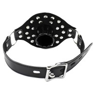 Черный кляп-затычка декорированный заклепками Черный кляп-затычка декорированный заклепками