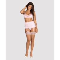 Бежевые чулки с нежно-розовым кружевом Girlly S/M