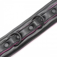 Черно-розовый ошейник с поводком на цепи Черно-розовый ошейник с поводком на цепи