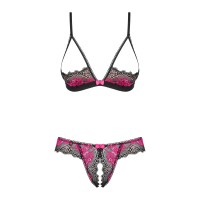 Соблазнительный кружевной комплект с обнаженной грудью и открытыми трусиками Tulia XS/S