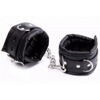 Черные БДСМ наручники с цепью