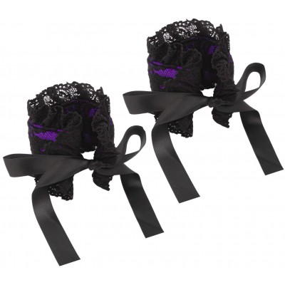 Фиолетовые фиксаторы для рук с кружевом и атласными лентами