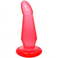 Красная анальная пробка с присоской и загнутой головкой Красная анальная пробка с присоской и загнутой головкой