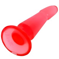 Красная анальная пробка с присоской и загнутой головкой Красная анальная пробка с присоской и загнутой головкой