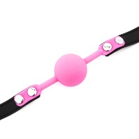 Силиконовый розовый кляп-шарик на ремне Силиконовый розовый кляп-шарик на ремне