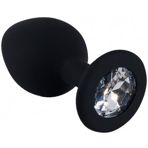 Черная силиконовая пробка с прозрачным кристаллом M