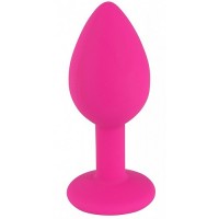 Розовая силиконовая пробка с прозрачным кристаллом S