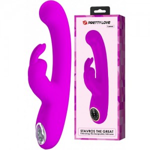 Перезаряжаемый вибратор с клиторальным стимулятором и LED-экраном Pretty Love Lamar розовый