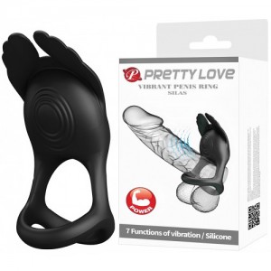 Эрекционное кольцо на пенис Pretty Love Vibration Penis Ring SILAS, черное