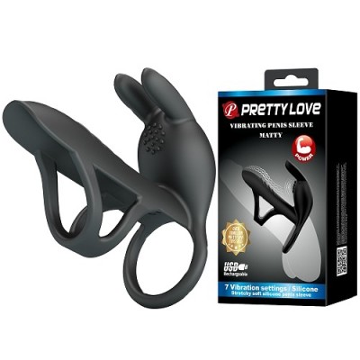 Вибронасадка на пенис с двойным эрекционным кольцом Vibrating Penis Sleeve Matty
