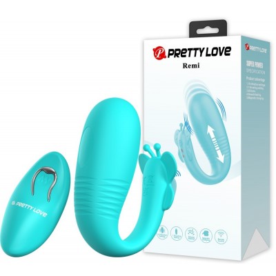 Виброяйцо с поступательными движениями Remi с пультом ДУ бирюзовое