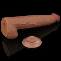 Реалистичный фаллоимитатор-мулат на присоске Lovetoy Sliding-Skin Dual Layer Dong 34 см