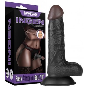 Реалистичный черный страпон Easy Strapon Set 18 см