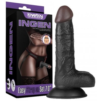 Реалистичный черный страпон Easy Strapon Set 18 см Реалистичный черный страпон Easy Strapon Set 18 см