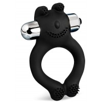 Черное силиконовое эрекционное виброкольцо Sex Expert