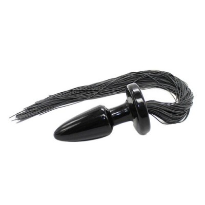 Анальная пробка с черным конским хвостом Анальная пробка с черным конским хвостом