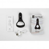 Двойное эрекционное смарт-виброкольцо Fun Town Rise черное