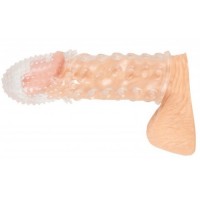 Удлиняющая насадка на пенис с точечно-ребристым рельефом Crystal Clear +2,5 см Удлиняющая насадка на пенис с точечно-ребристым рельефом Crystal Clear +2,5 см