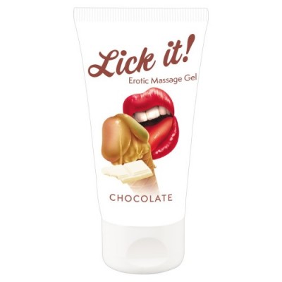 Съедобный массажный гель с ароматом белого шоколада Lick It Erotic Massage Gel 50 мл