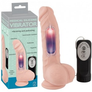 Реалистичный фаллос с пульсацией Medical Silicone 20 см