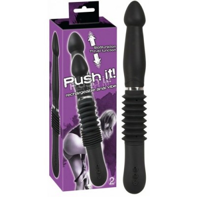 Анальный вибратор черного цвета с поступательными движениями Push it Анальный вибратор черного цвета с поступательными движениями Push it