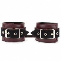 Наручники из натуральной кожи бордо