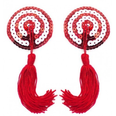 Пэстисы для груди красно-белые с пайетками